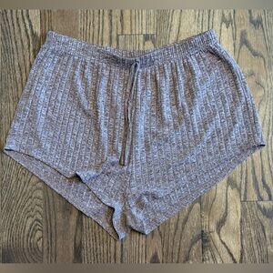 Cozy Ribbed Knit Shorts – Brown Marled, Size XL, Boutique Loungewear